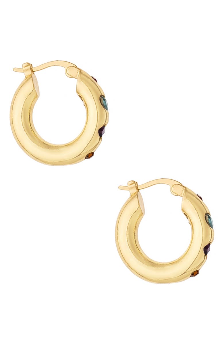 Ettika Rainbow Crystal Hoop Earrings, Alternate, color,