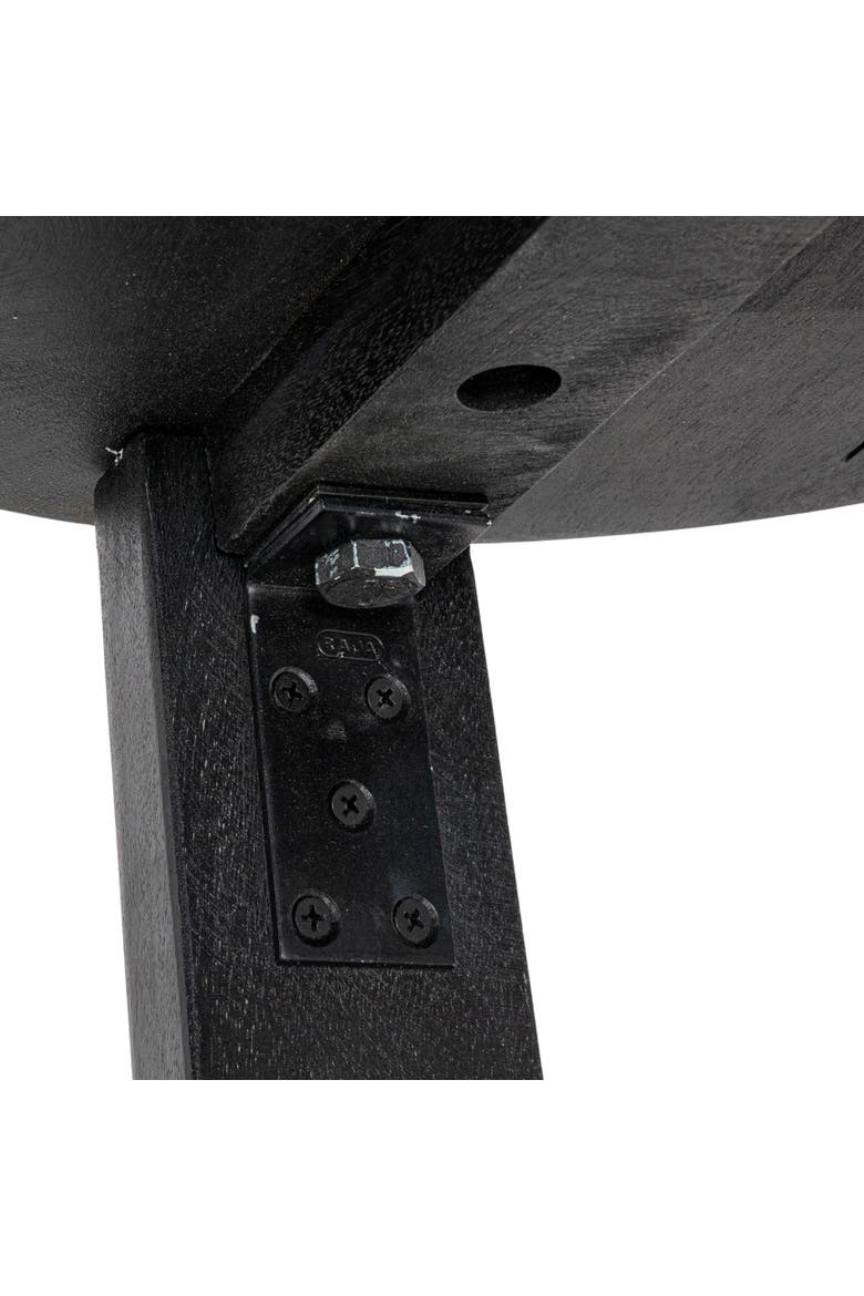 Elegant Acacia Trestle Round End Table, Black, Alternate, color, Black