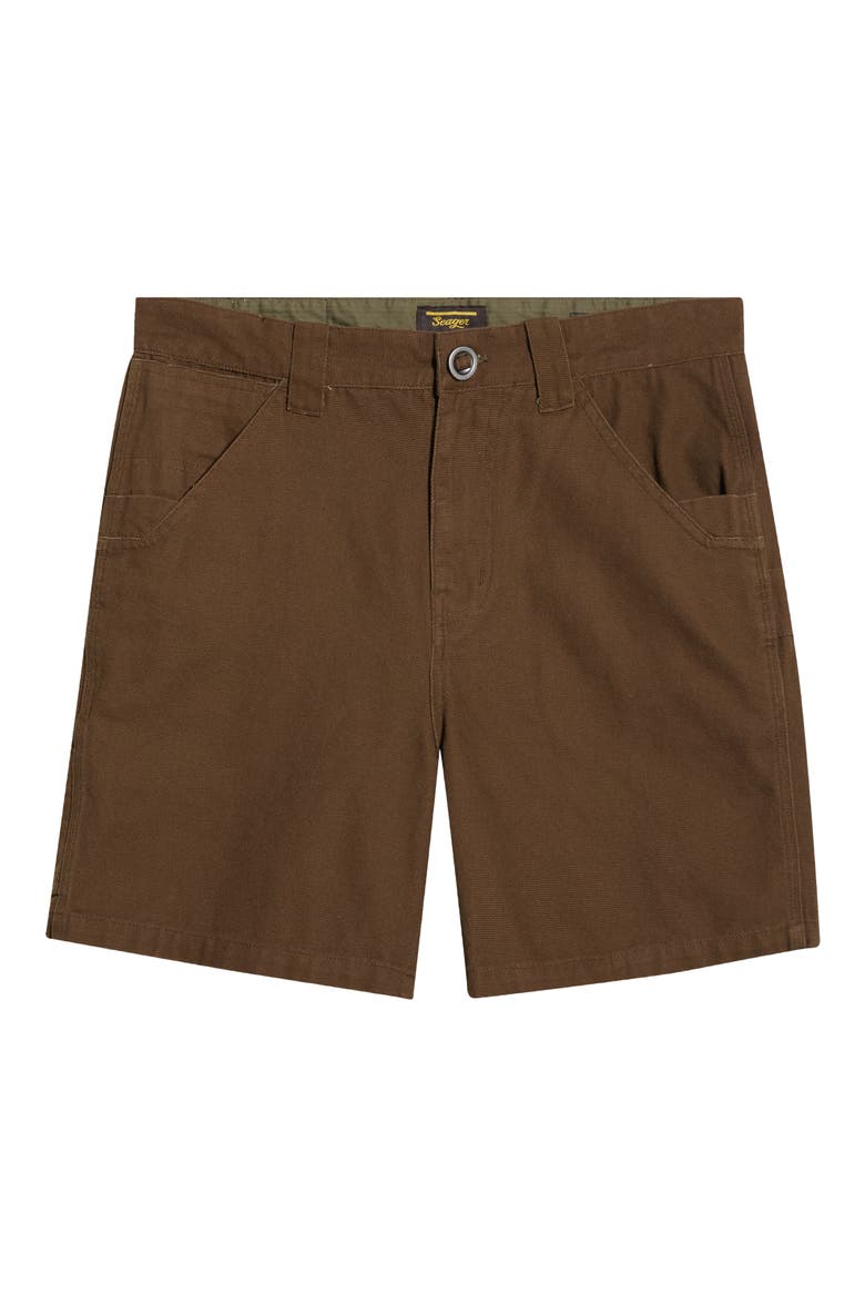 Bison Flat Front Canvas Shorts, Alternate, color, TOBACCOs