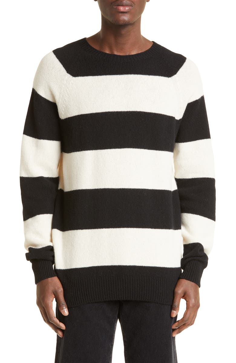 Sunspel Stripe Lambswool Crewneck Sweater, Main, color,