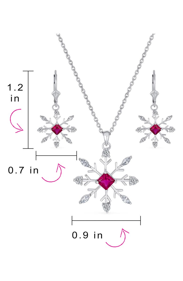 BLING JEWELRY Sterling Silver CZ Snowflake Pendant Necklace & Earrings Set, Alternate, color, 