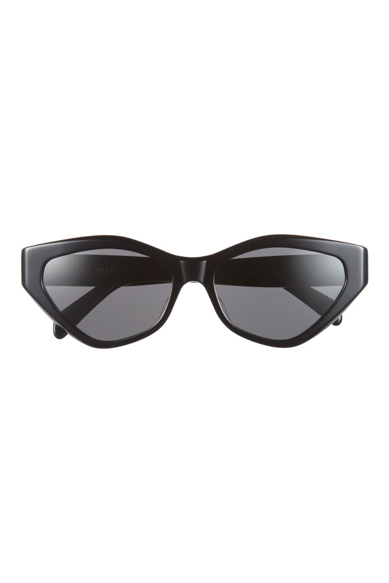 Triomphe 17 56mm Cat Eye Sunglasses, Main, color, SHINY BLACK / SMOKE
