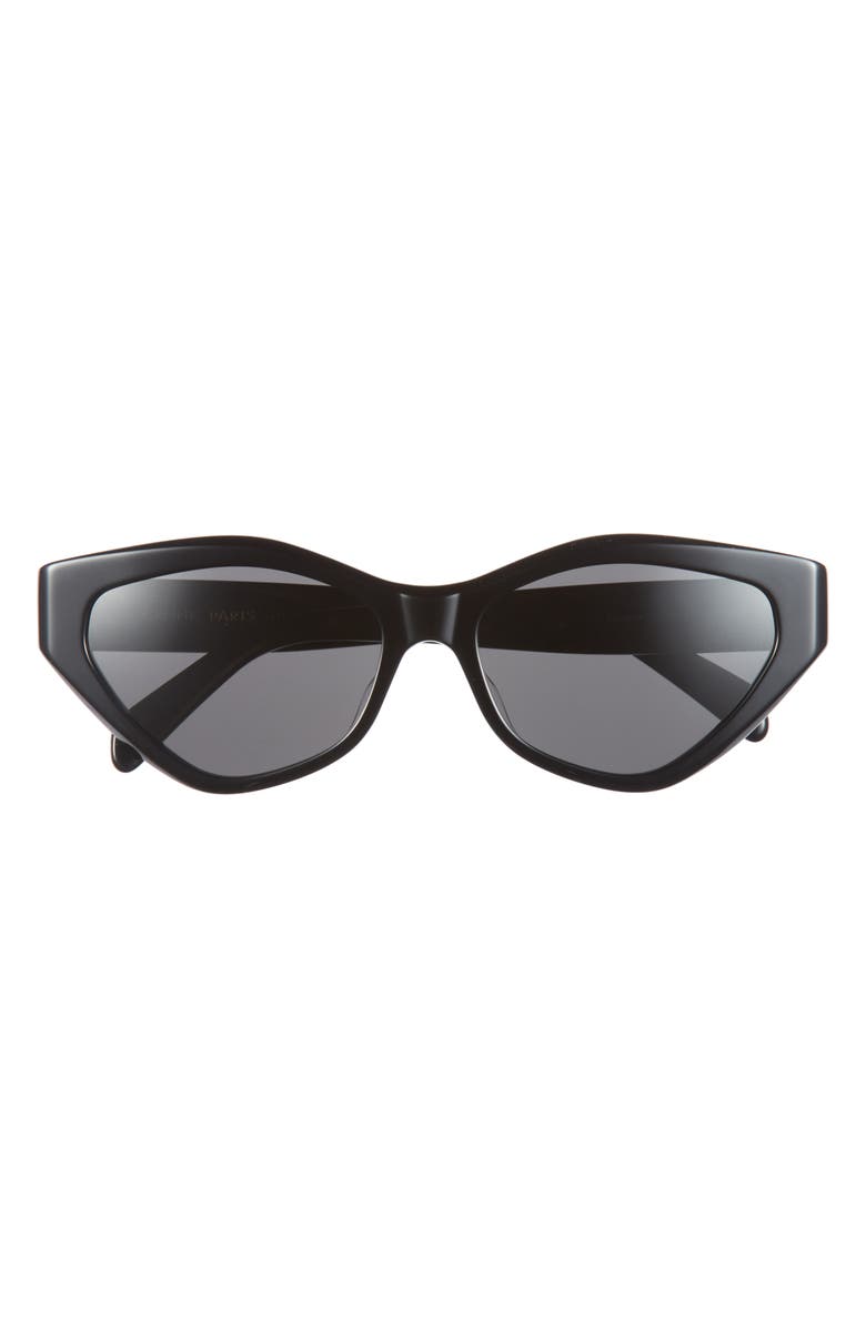 CELINE Triomphe 17 56mm Cat Eye Sunglasses, Main, color, Shiny Black / Smoke
