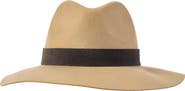 Bruno Magli Wide Brim Wool Fedora with Leather Belt