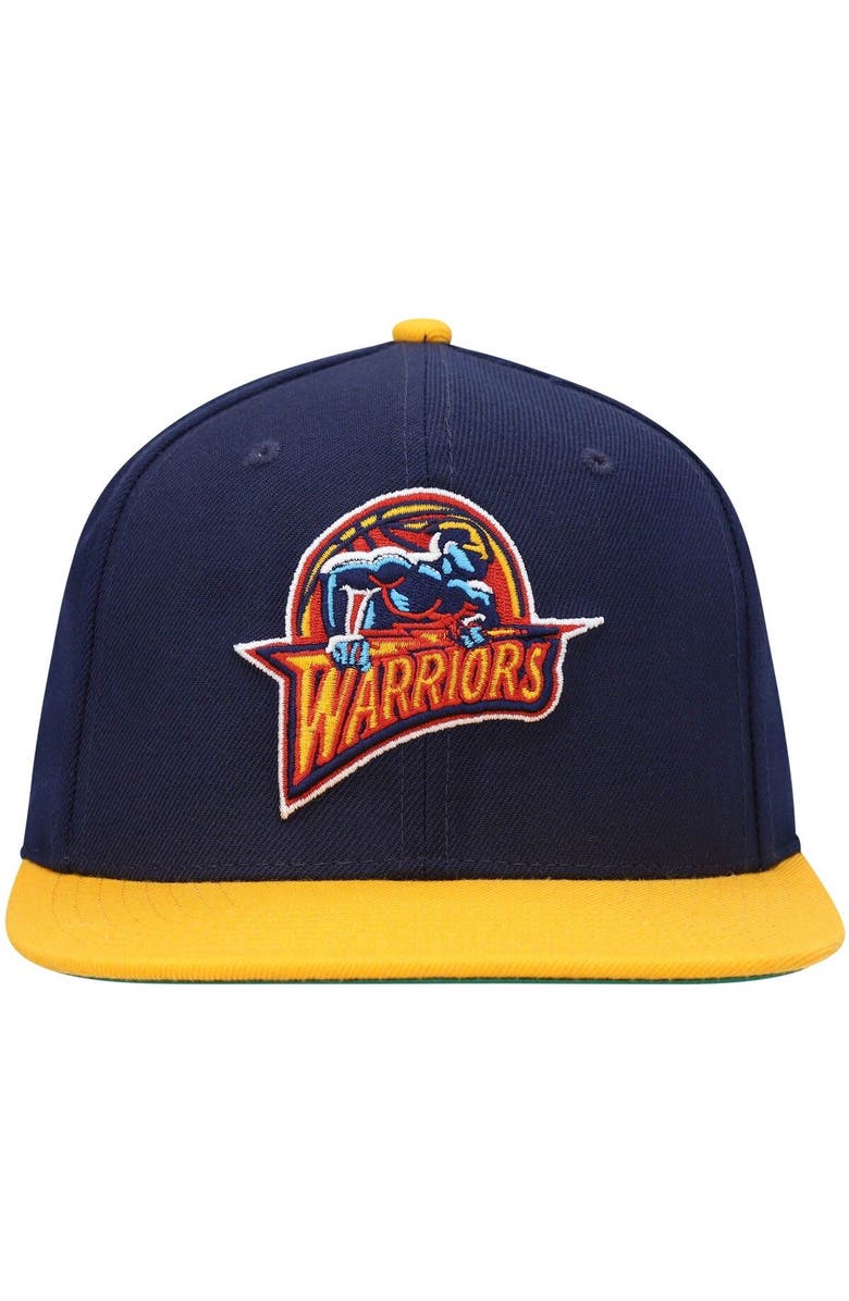 Mitchell & Ness Men's Mitchell & Ness Navy/Gold Golden State Warriors Hardwood Classics Team Two-Tone 2.0 Snapback Hat, Alternate, color, Navy