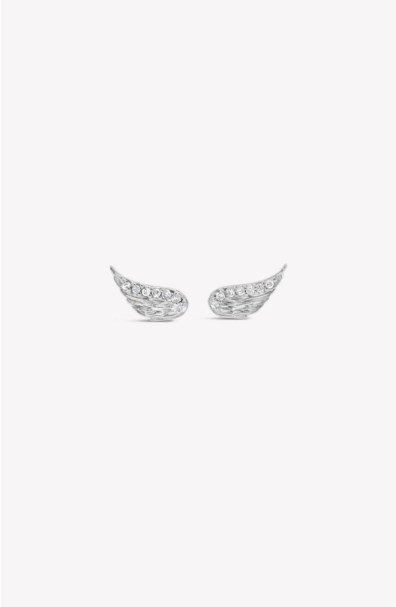 Rizen Jewelry Divine Wings Sparkle Earrings, Main, color, Sterling Silver