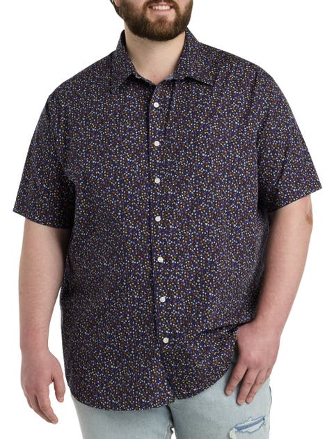 Big & Tall Leaf Print Sport Shirt