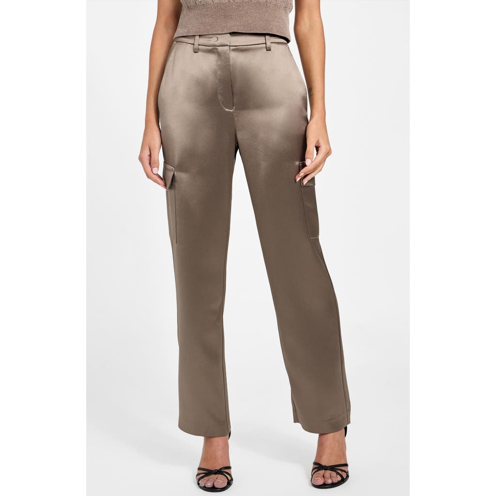 Guess Megan Satin Cargo Pants In Brown