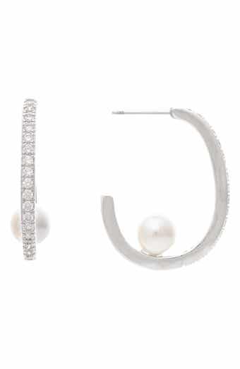 RIVKA FRIEDMAN Pavé CZ & Mother of Pearl Hoop Earrings