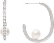 RIVKA FRIEDMAN Pavé CZ & Mother of Pearl Hoop Earrings