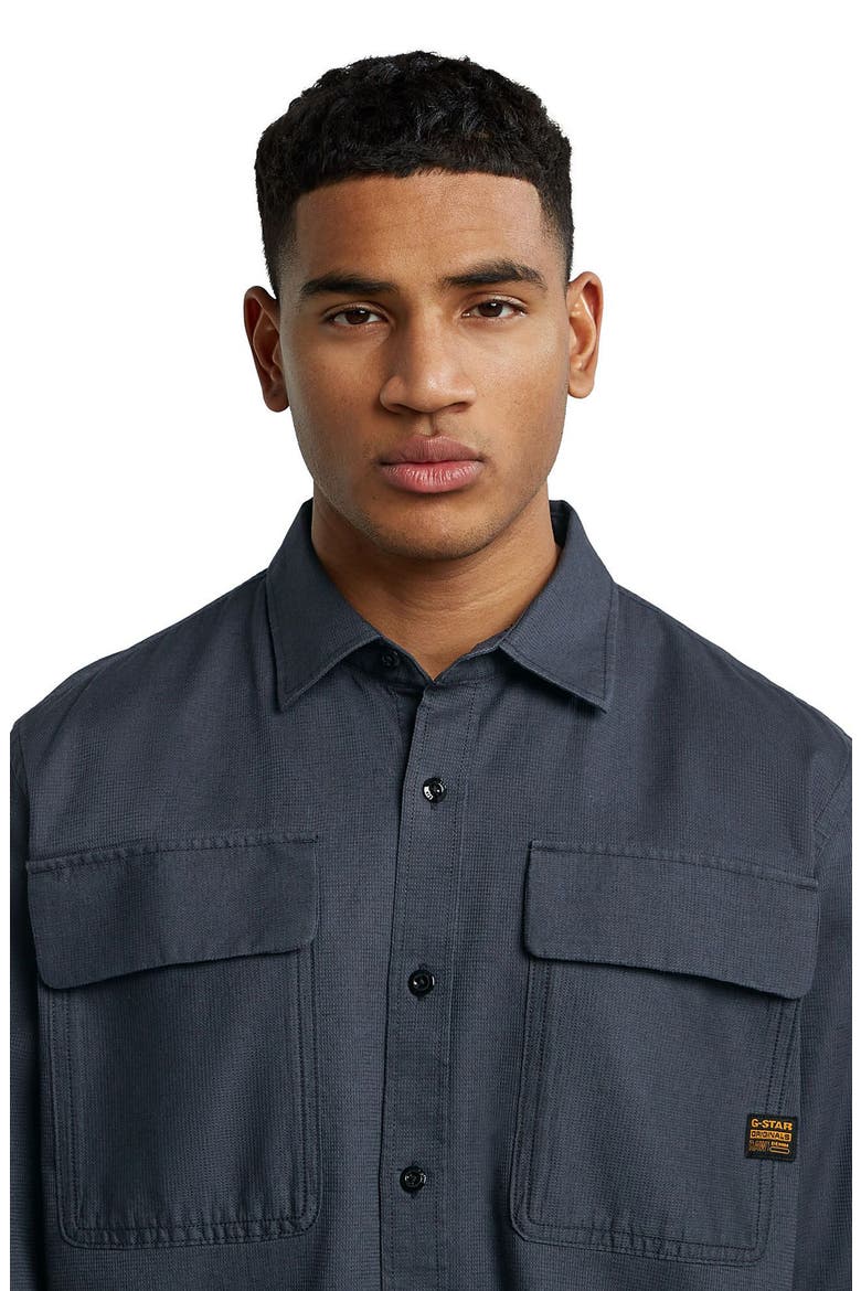 CPO Regular Fit Cotton & Linen Button-Up Shirt, Alternate, color, INDIA INK