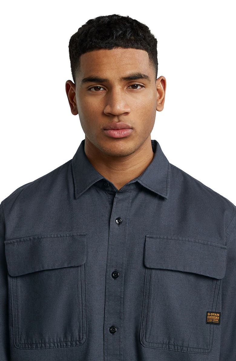 G-STAR CPO Regular Fit Cotton & Linen Button-Up Shirt, Alternate, color, India Ink