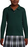 Lands' End School Uniform Girls Long Sleeve Feminine Fit Interlock Polo Shirt