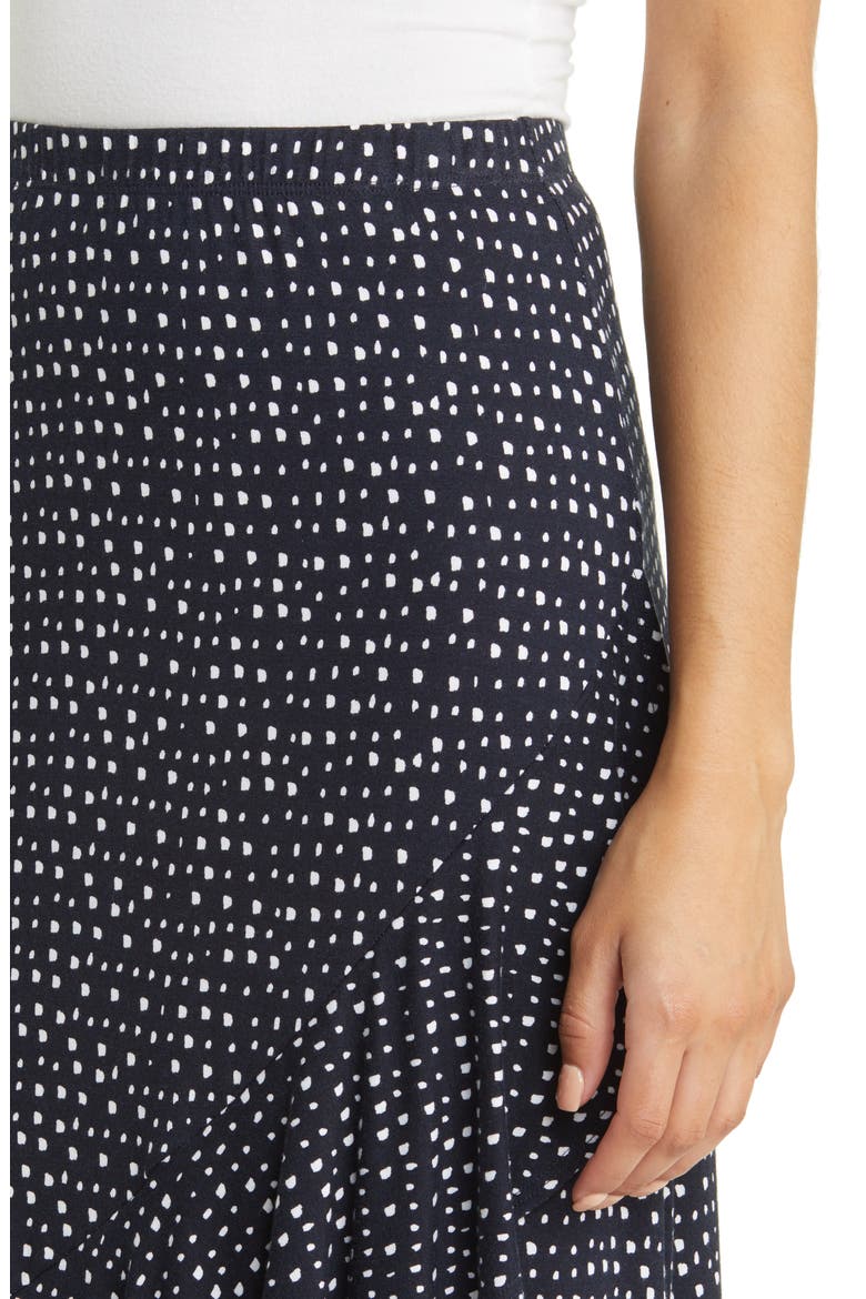 Flounce Midi Skirt, Alternate, color, BLACK/ IVORY