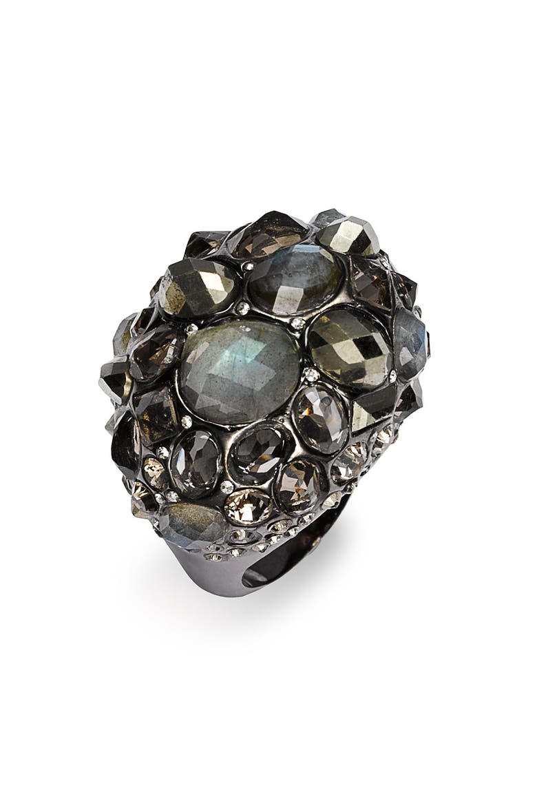 'Miss Havisham - Drusy Droplet' Bubble Ring, Main, color, GUNMETAL