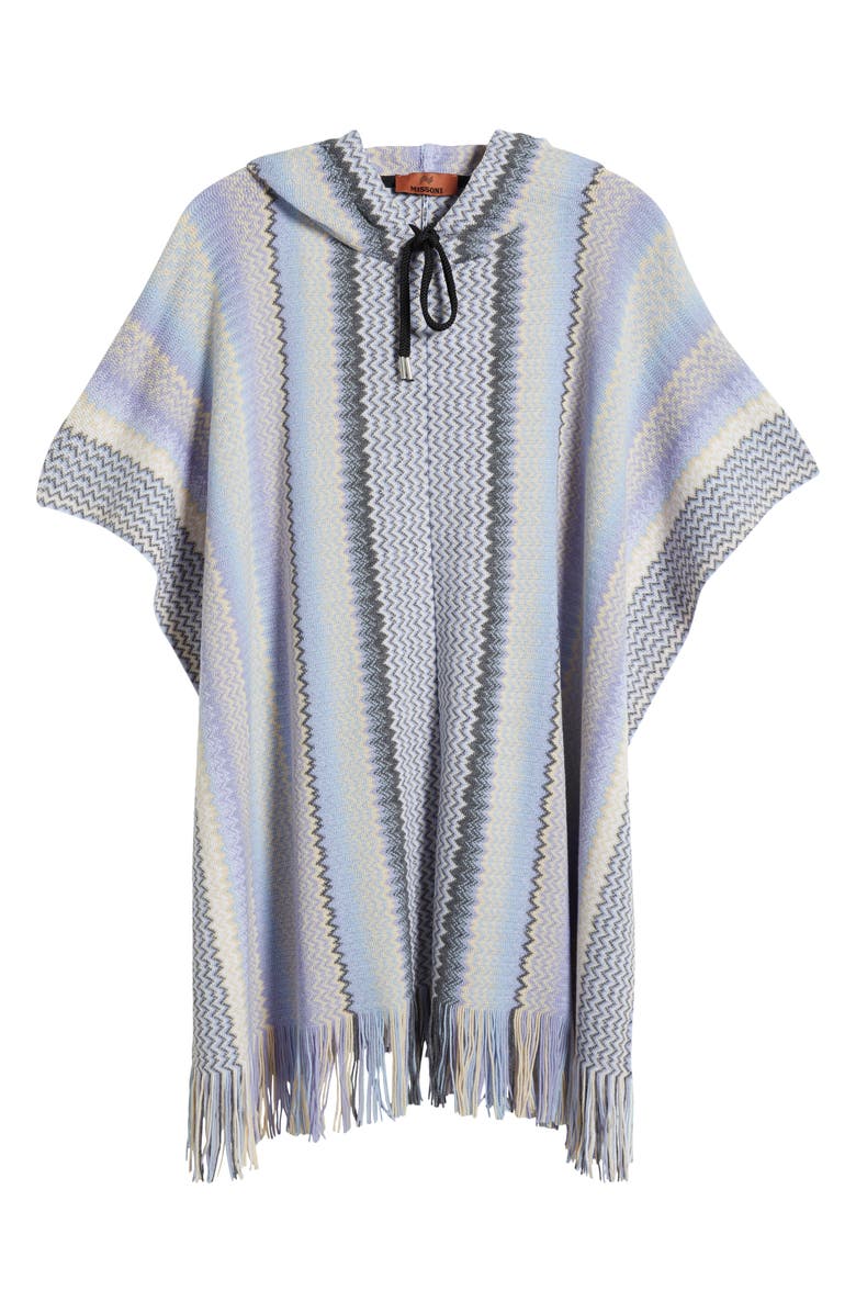 Missoni Stripe Wool Blend Hooded Poncho, Alternate, color,