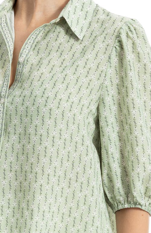 Max Studio Elbow Sleeve Top In Ecru/olive