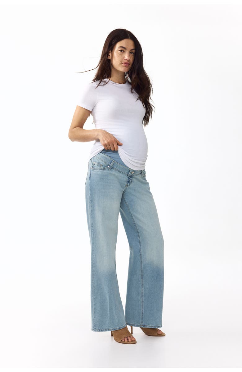 H&M Mama Wide Jeans, Alternate, color, Pale Denim Blue