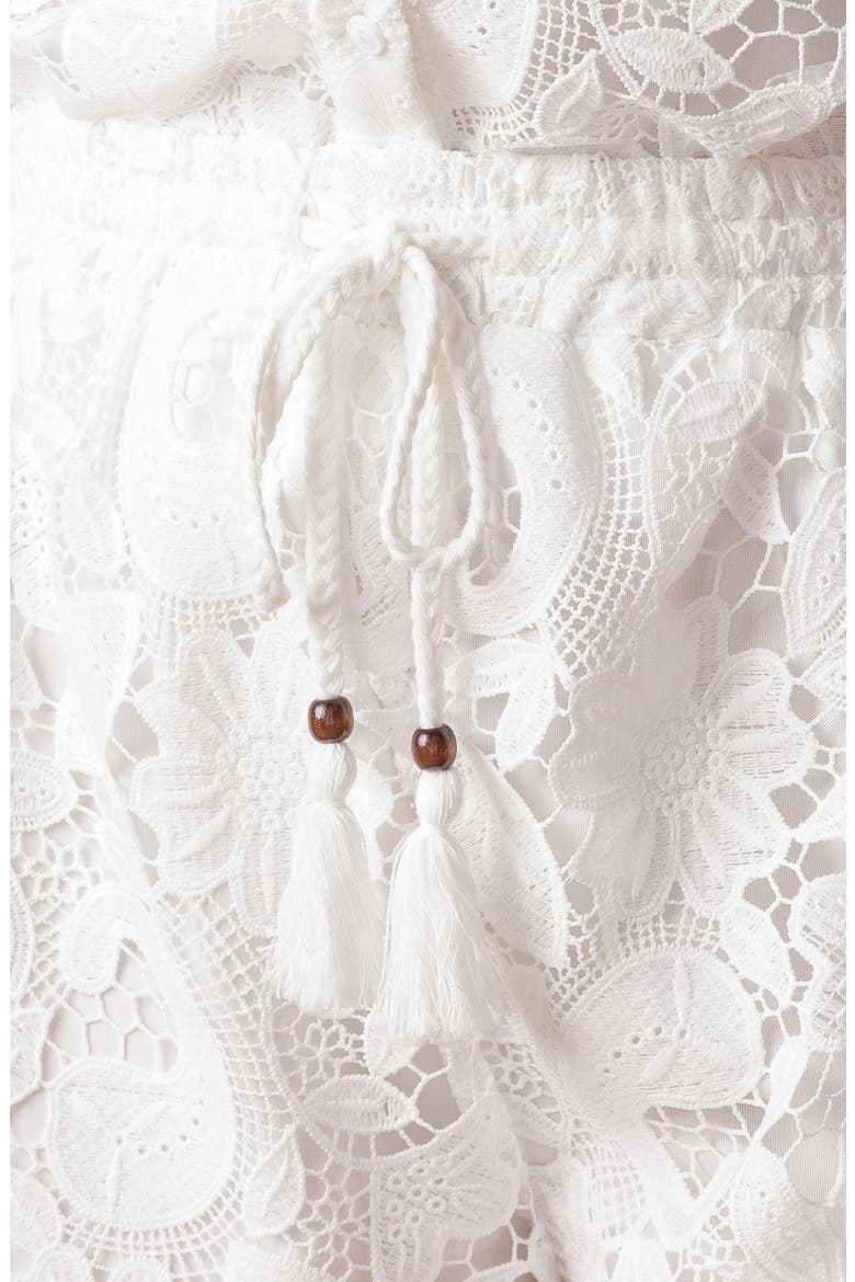 Lace Drawstring Shorts, Alternate, color, WHITE