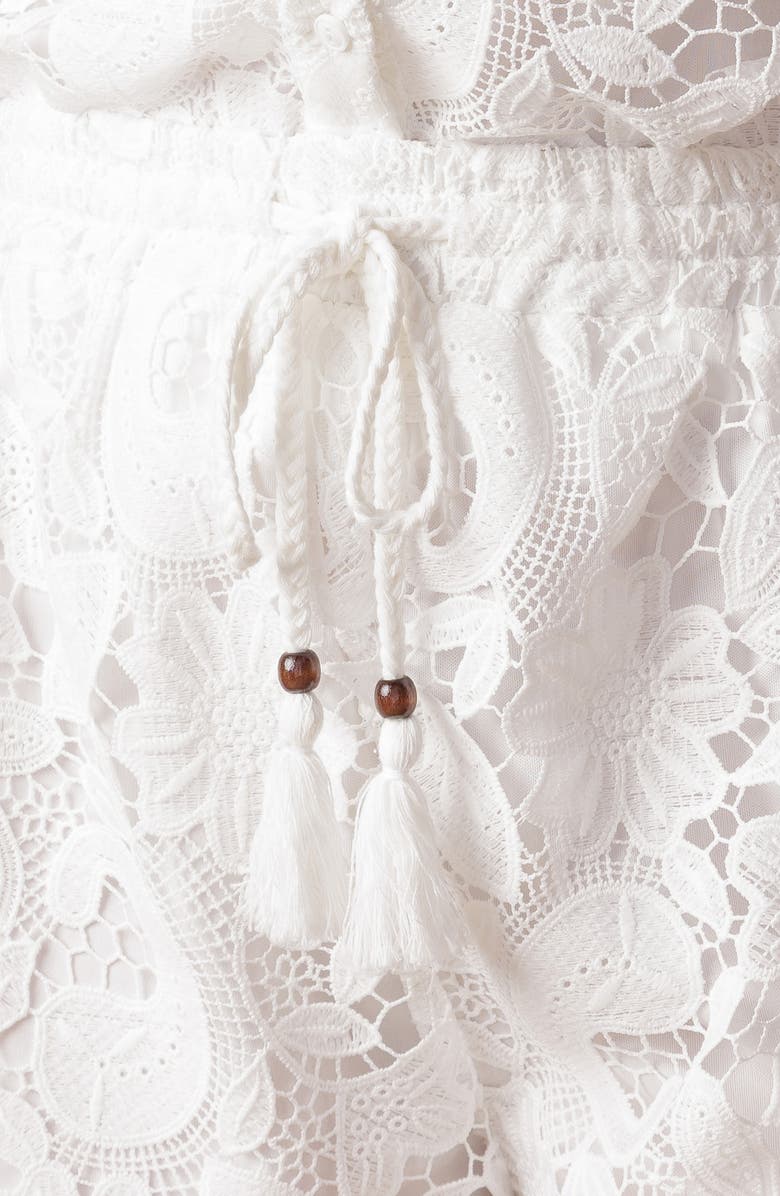 FLYING TOMATO Lace Drawstring Shorts, Alternate, color, White