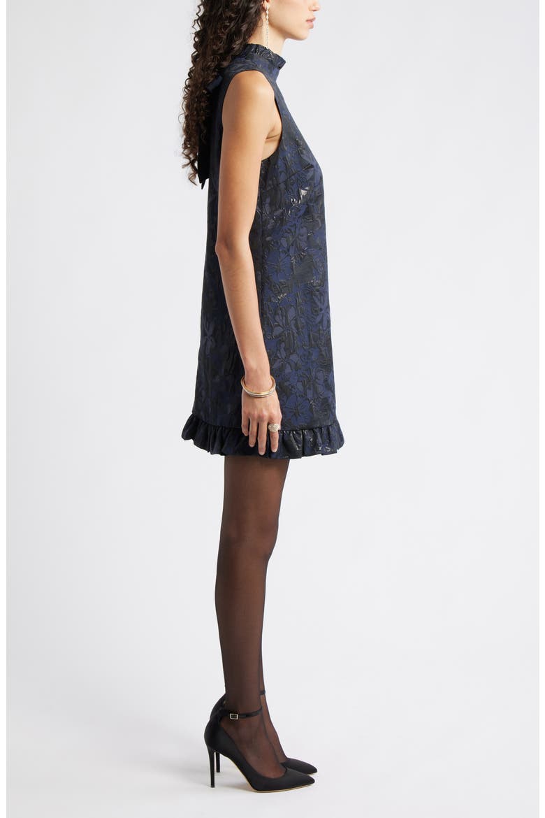 Bow Back Floral Brocade Minidress, Alternate, color, NAVY MULTI BROCADE