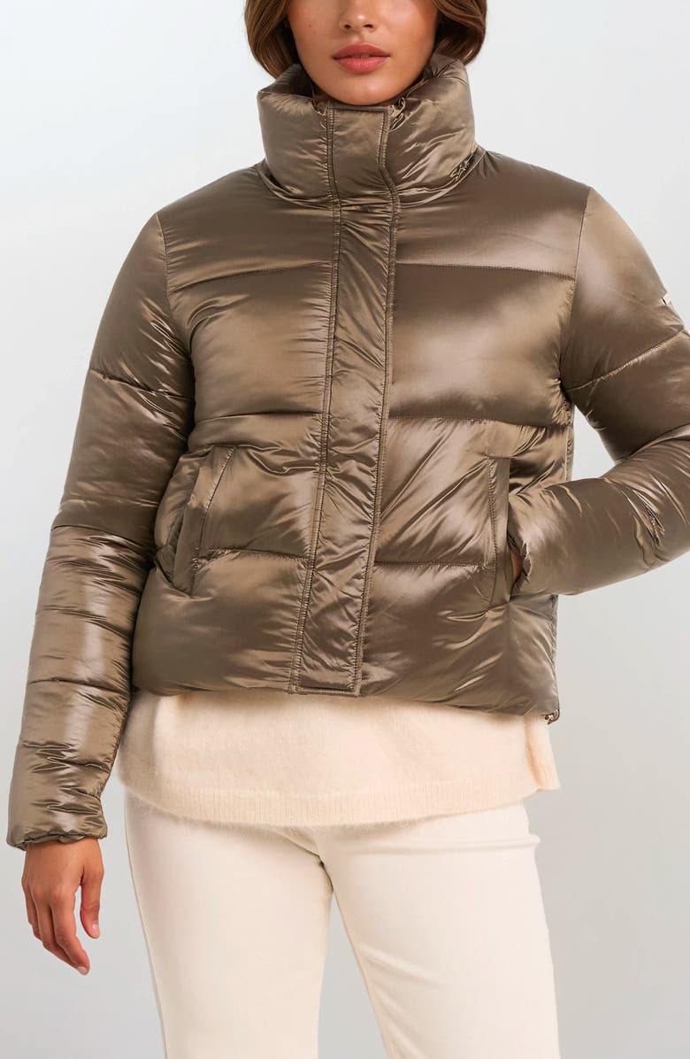 Noize Coco-El Water Resistant Crop Puffer Jacket, Alternate, color, Mocha
