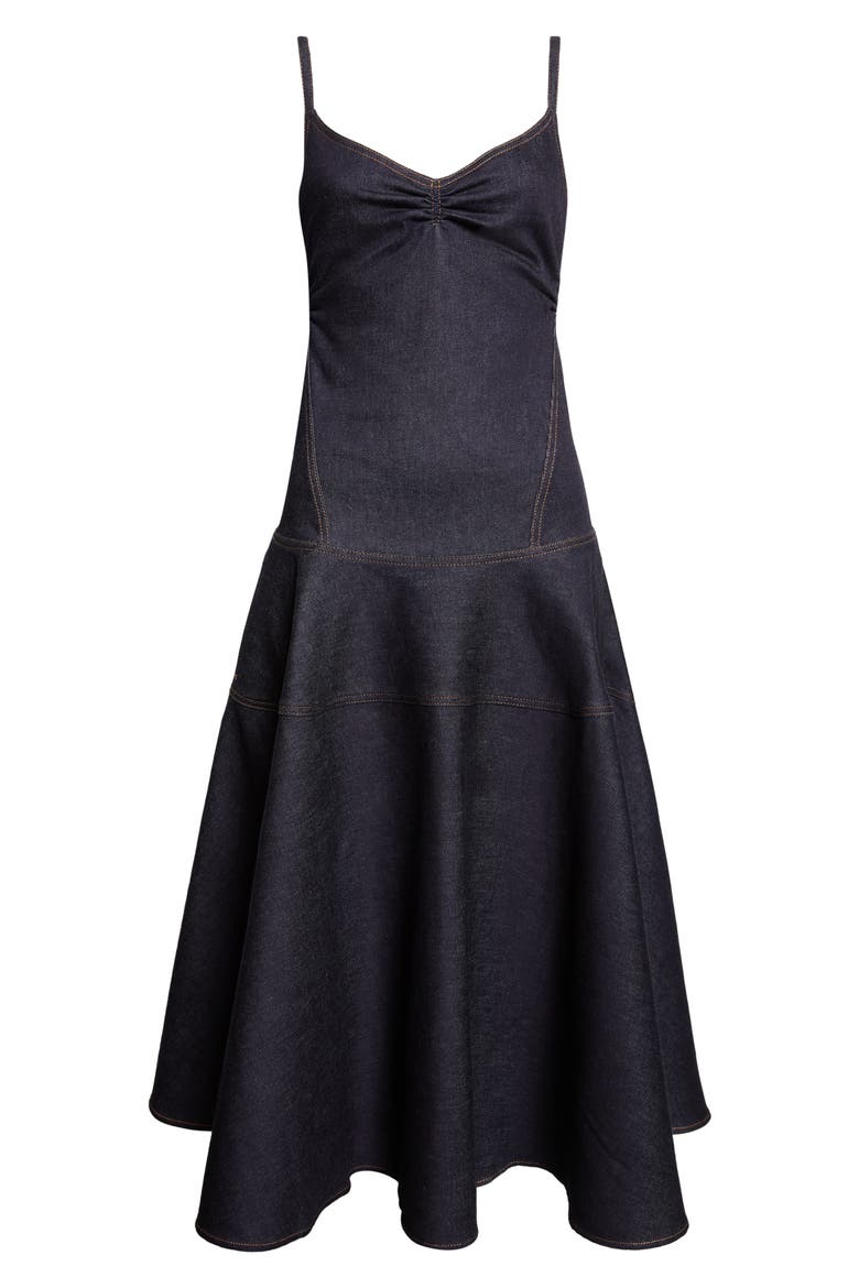 La Robe De-Nimes Pina Denim Midi Dress, Main, color, DARK NAVY