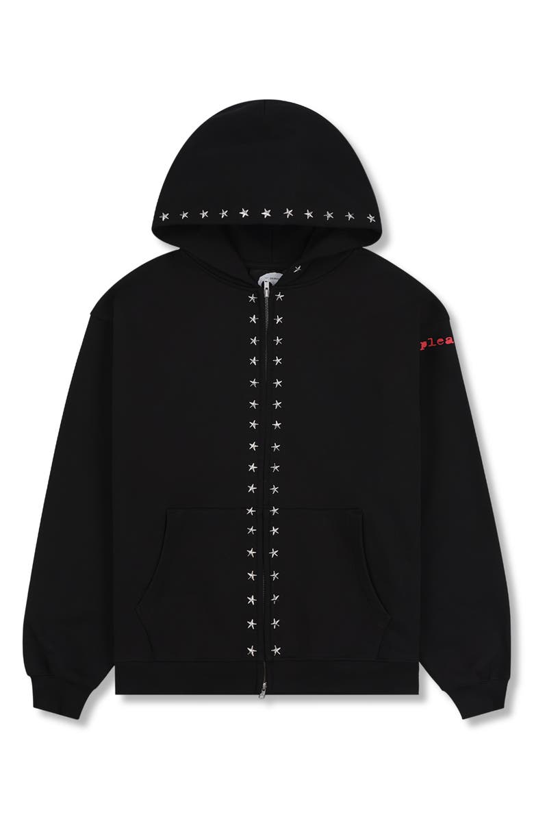 PLEASURES Dane Studded Relaxed Fit Cotton Hoodie, Alternate, color, Black