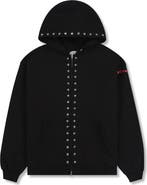 PLEASURES X Zero Skateboards Dane Studded Relaxed Fit Cotton Hoodie