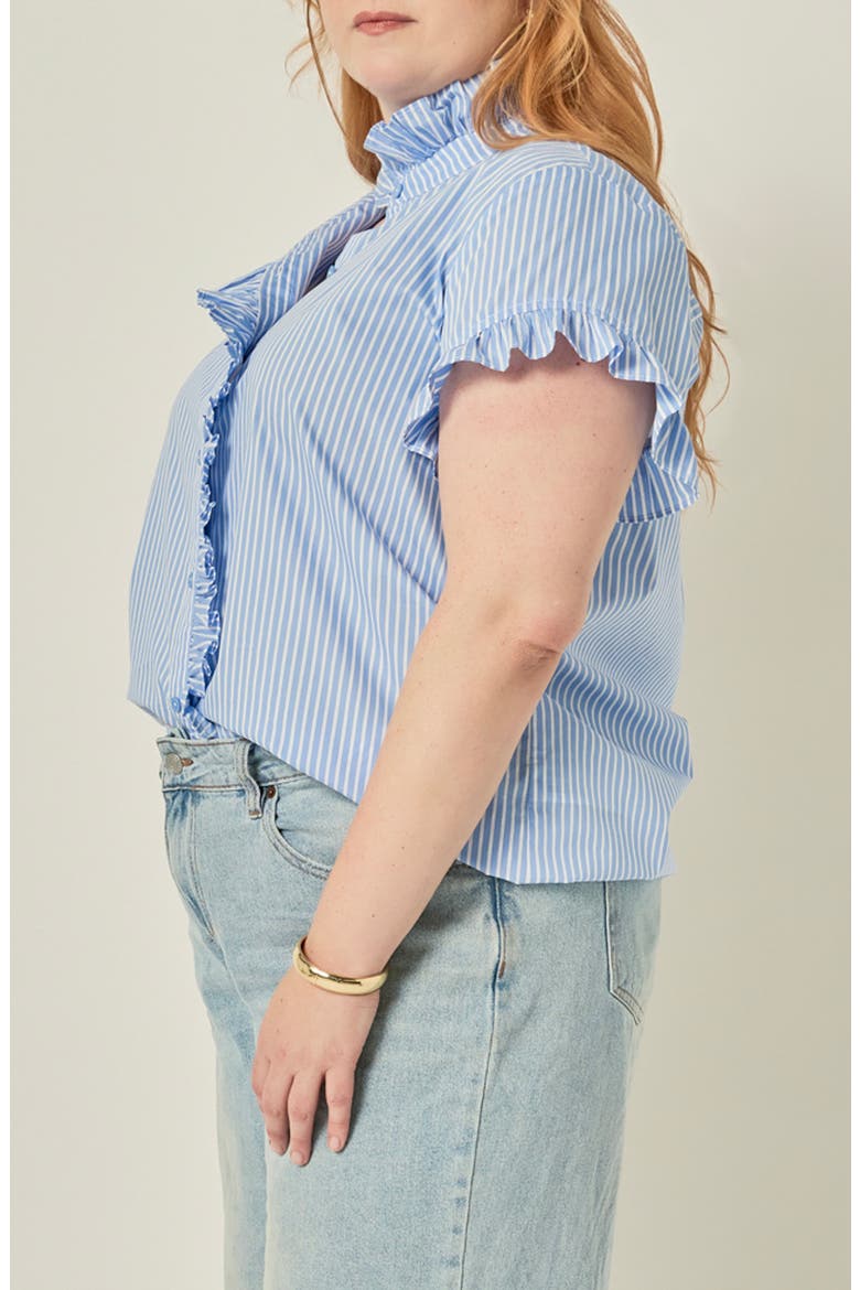 Striped Ruffle Shirt, Alternate, color, POWDER BLUE