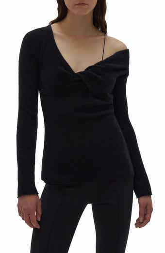 Helmut Lang Bungee Cold Shoulder Wool Blend Sweater