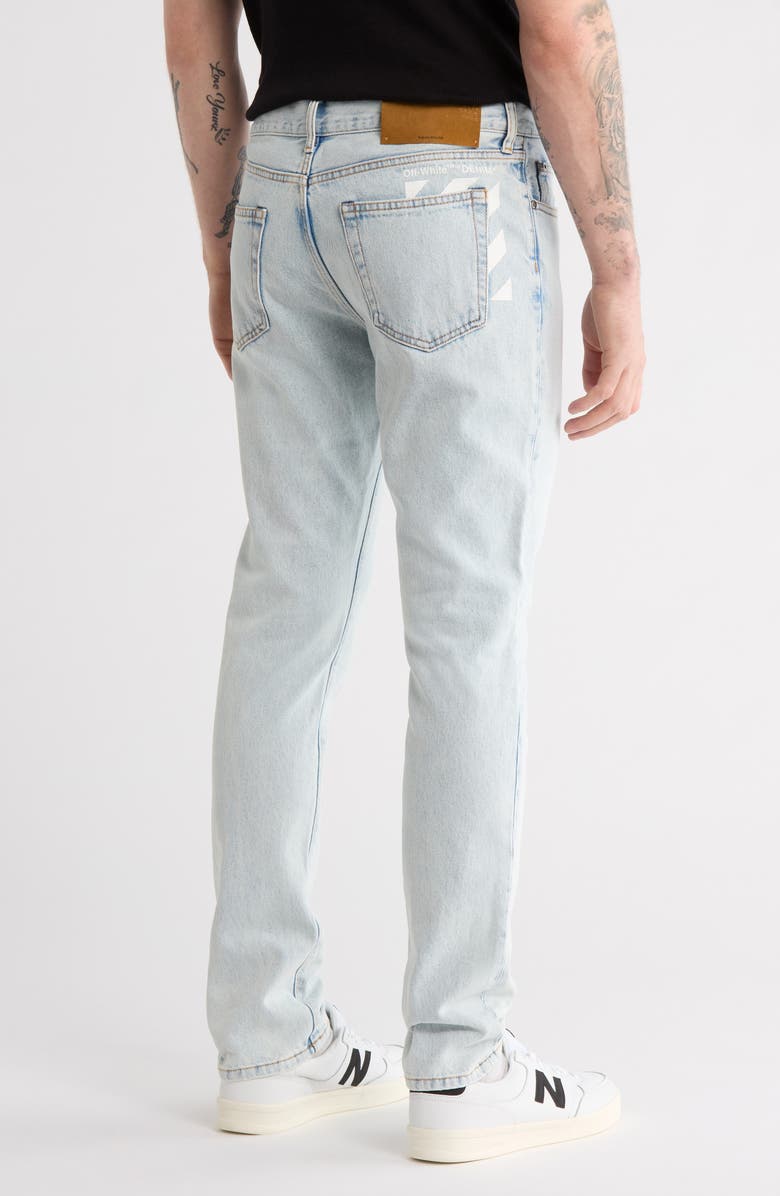 Off-White Diagonal Pocket Skinny Jeans, Alternate, color, Bleach Blue