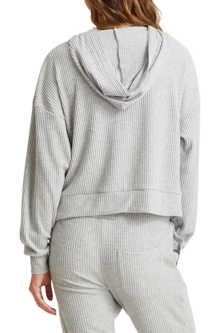 Ribbed Crop Hoodie, Alternate, color, GREY