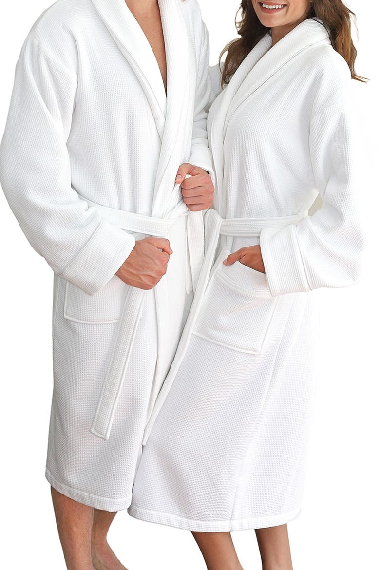 Turkish Cotton Waffle Terry Robe, Main, color, WHITE