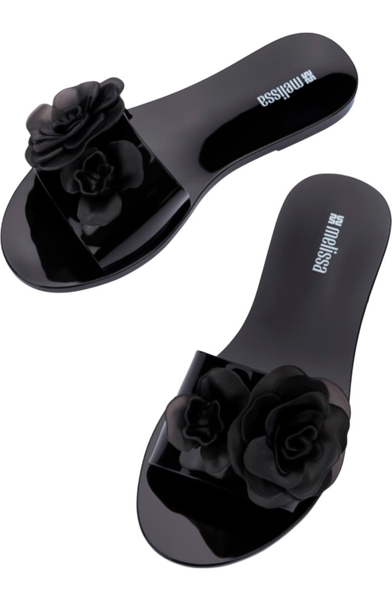Melissa Babe Petals Slide Sandal, Alternate, color, Black
