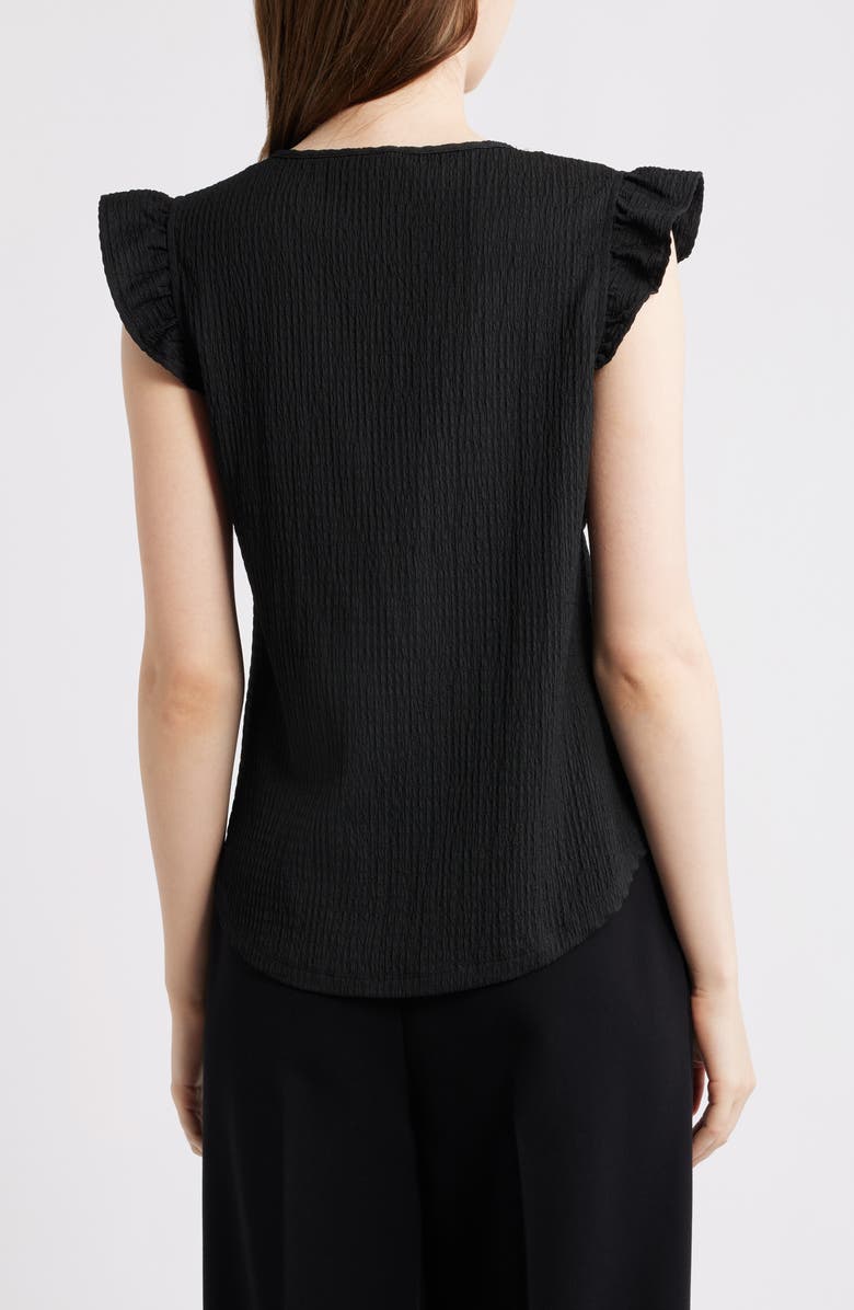 AK ANNE KLEIN Button Front Ruffle Sleeve Top, Alternate, color, 