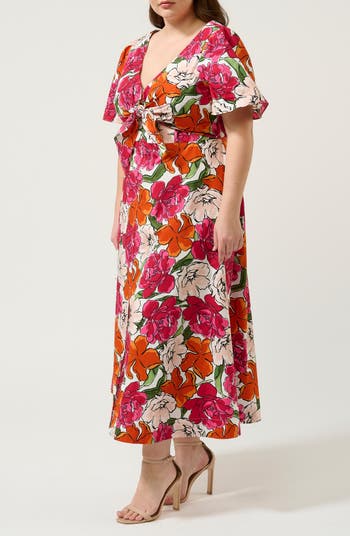 Nadja Floral Cotton Midi Dress