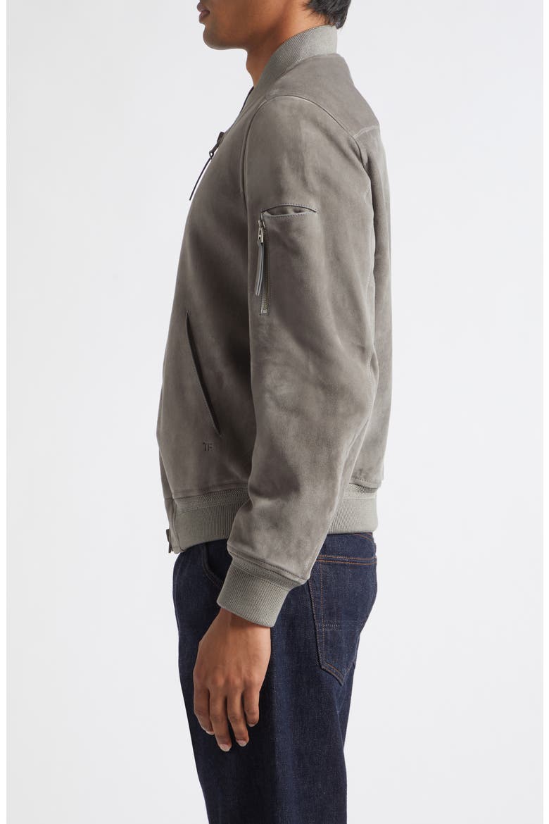 Suede Bomber Jacket, Alternate, color, TCR TITANIUM