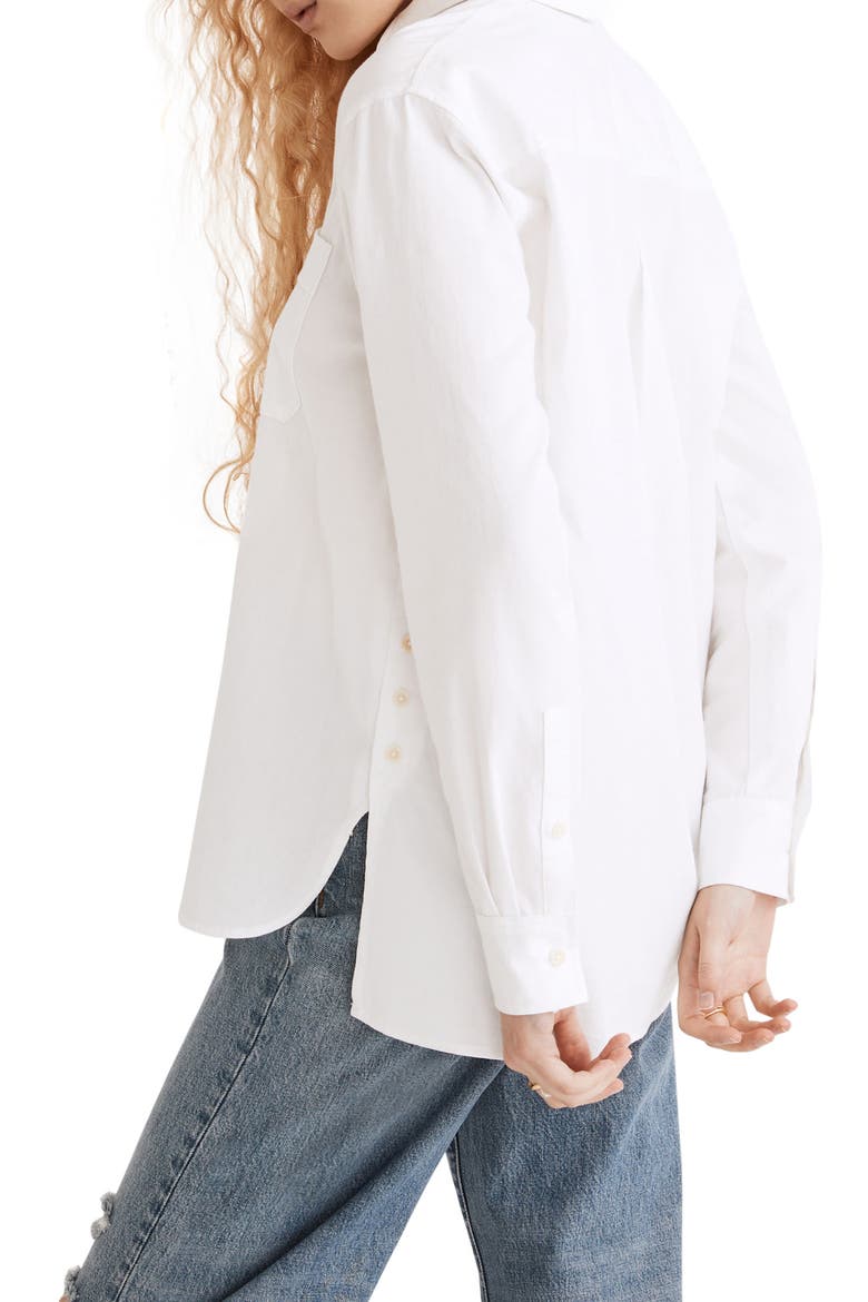 Oversize Ex-Boyfriend Button-Up Shirt, Alternate, color, EYELET WHITE