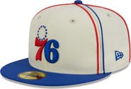 New Era Men's New Era Cream/Royal Philadelphia 76ers Piping 2-Tone 59FIFTY Fitted Hat