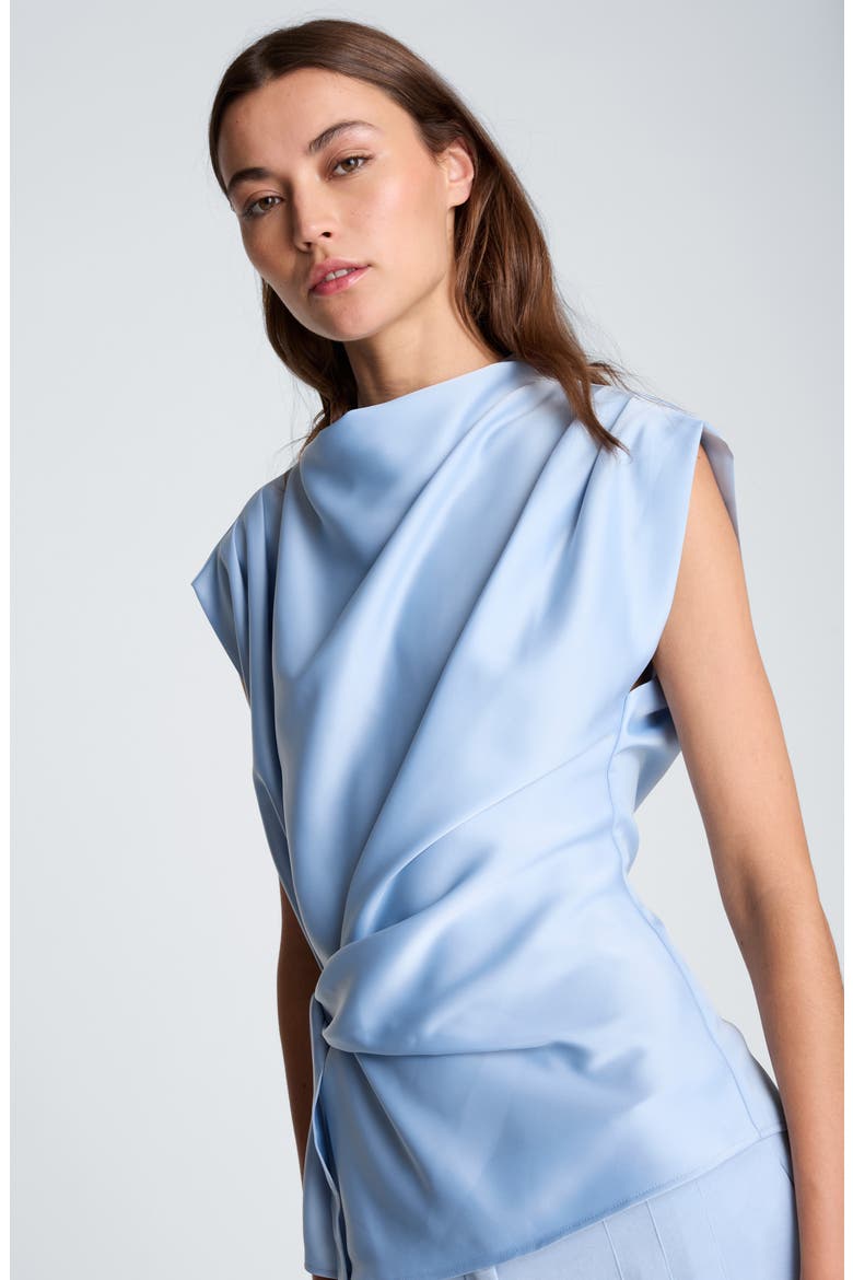 Belted Drape Neck Blouse, Alternate, color, SERENE BLUE