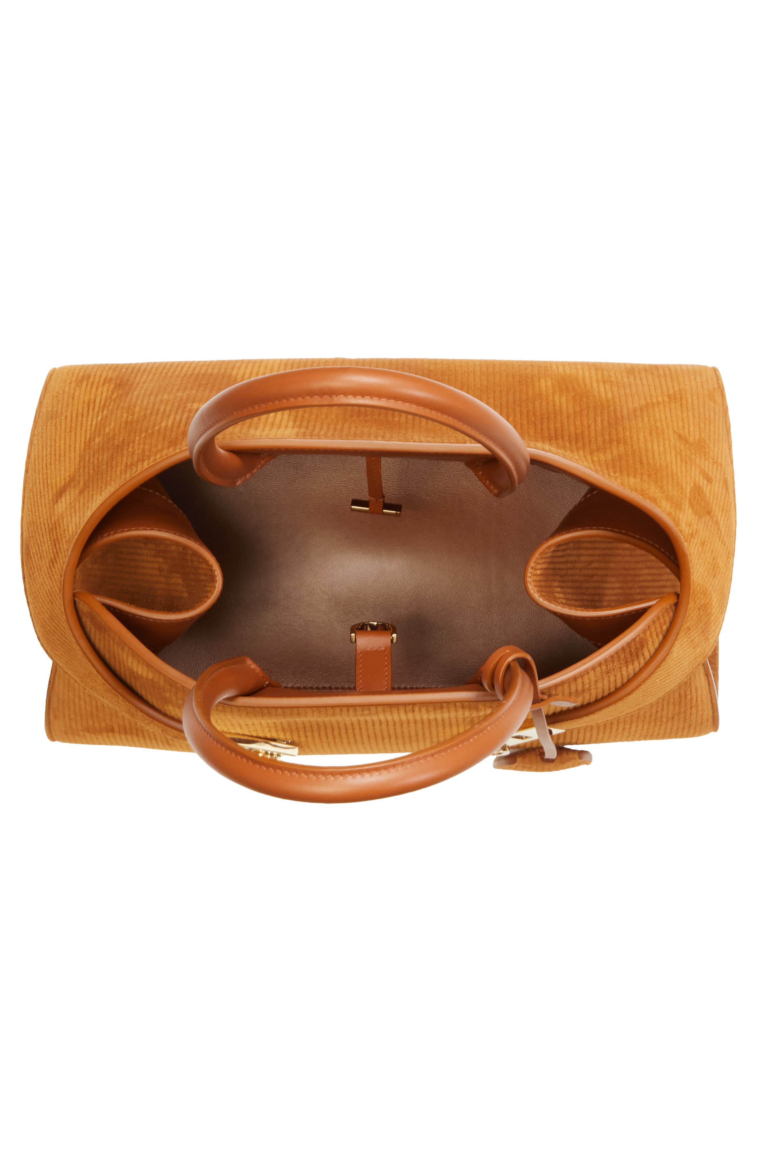 FERRAGAMO Hug Small Suede Top Handle Bag, Alternate, color, Naturale/ Resort