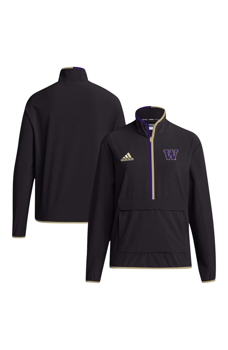 adidas Men's adidas Black Washington Huskies 2024 Coaches Sideline Half-Zip Jacket, Alternate, color, Black