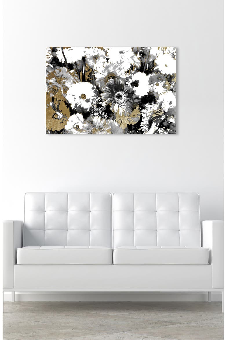 Golden Floral Canvas Wall Art, Alternate, color, BLACK WHITE GOLD