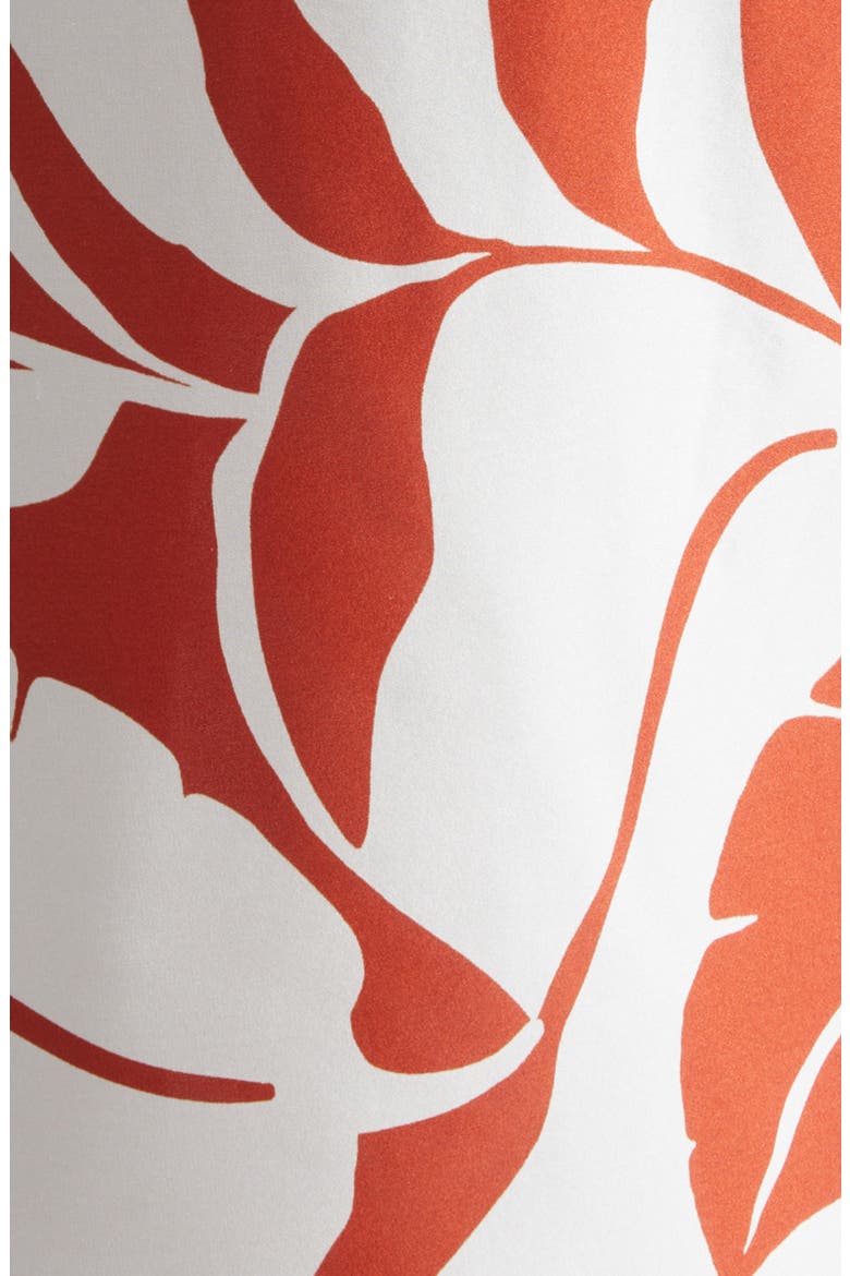Beachwear Foam Leaf Print Silk Scarf, Alternate, color, CORAL