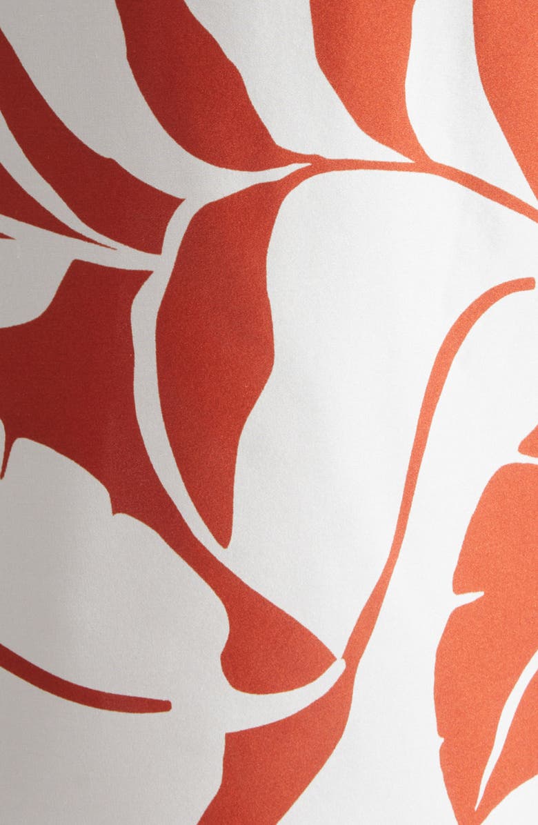 Max Mara Beach Foam Leaf Print Silk Scarf, Alternate, color, Coral