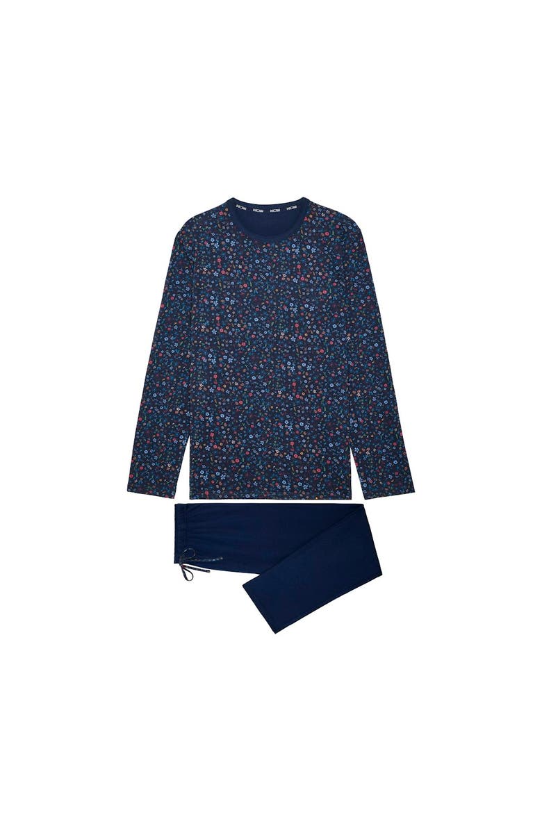 HOM Broceliande Long Pajama Set, Main, color, Navy Print