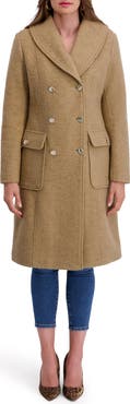 Kensie Double Breasted Bouclé Walker Coat