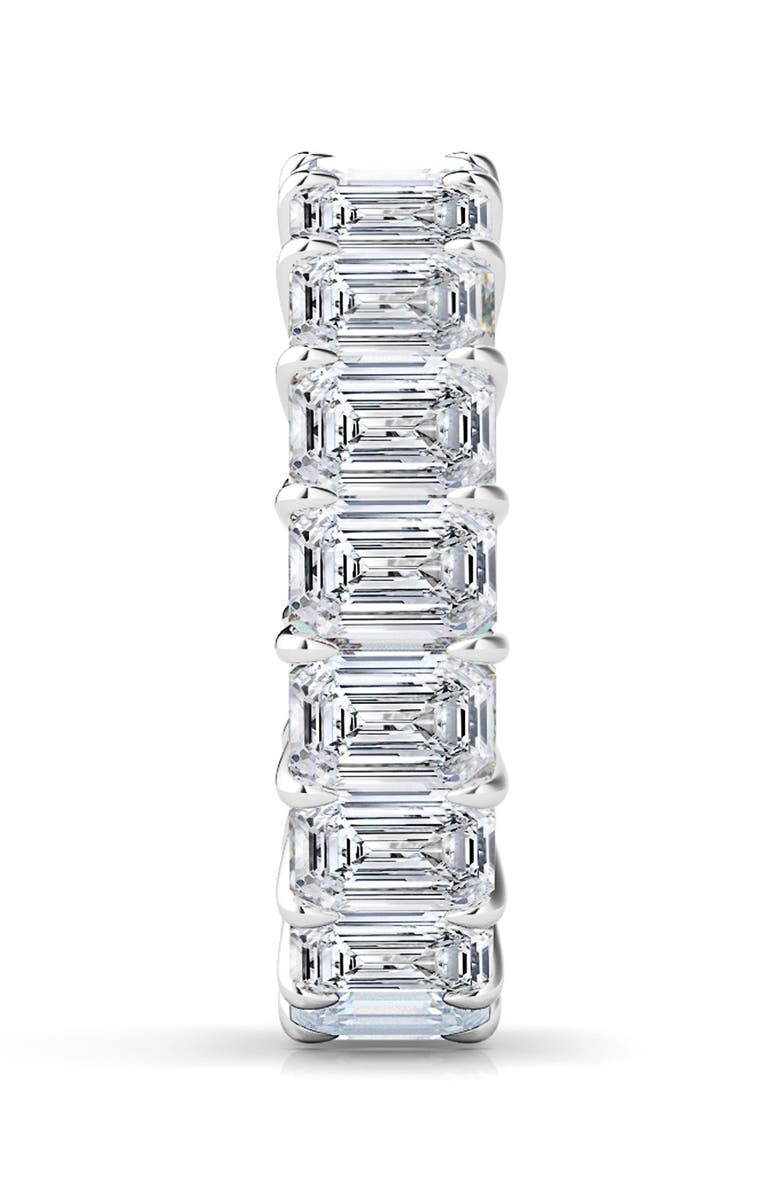 HauteCarat Emerald Cut Lab Created Diamond 18K Gold Eternity Band, Alternate, color, White Gold