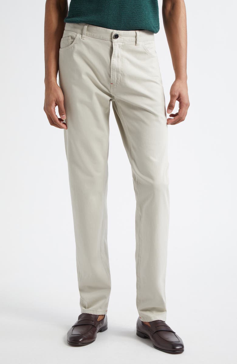 ISAIA Five-Pocket Slim Fit Chinos, Main, color, Light Brown 381